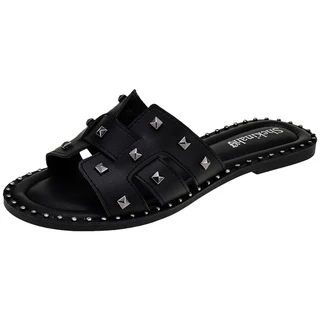 Rasteirinha Rasteira Feminina Shekinah Sola Cravos Tachinha Tachas Macia Moderna Lançamento Spike