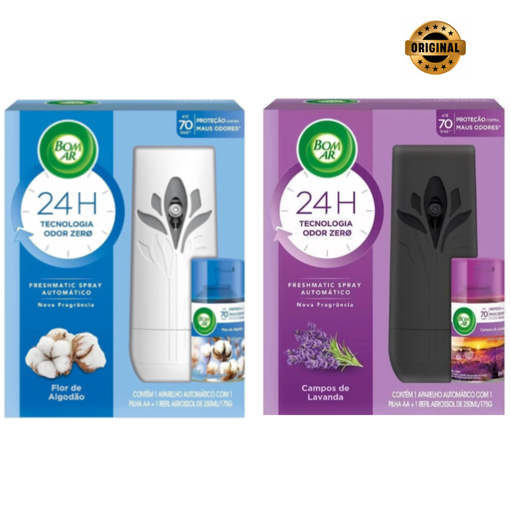 Kit Bom Ar Aparelho Automático Flor de Algodão, Lavanda e Refil 250ml ...