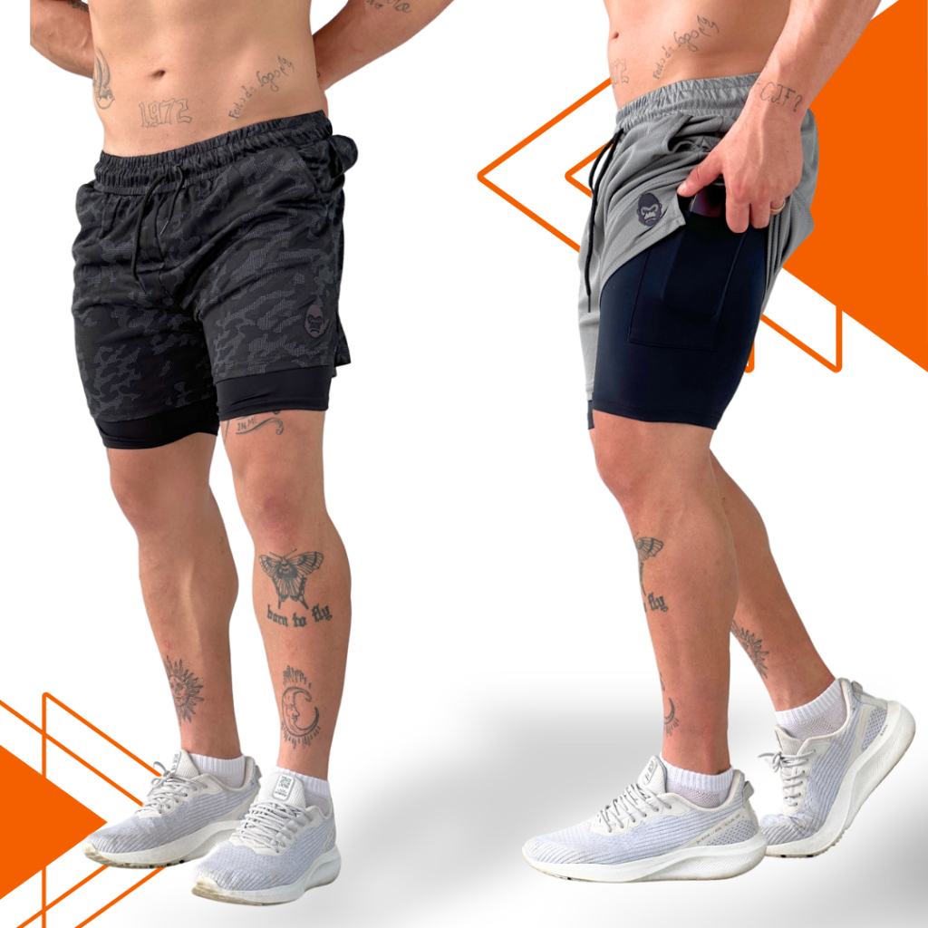 Kit 2 Shorts Masculino de Compressão Kong