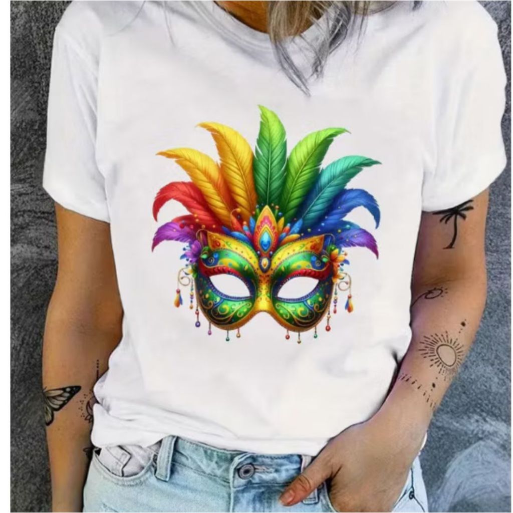BLUSA CAMISETA ESTAMPA MASCÁRA CARNAVAL FEMININA MASCULINA | Shopee Brasil