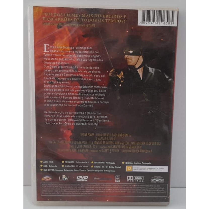 DVD Duplo Original do Filme A Marca do Zorro - Classicline - 1940