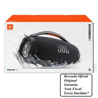 Caixa De Som Bluetooth JBL Boombox 3 Preta Até 24h Reprodução IP67 resistente poeira e água 130W NF em Oferta na Shopee