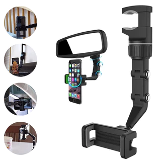 Nova Multifuncional 360 Graus Rotatable m Espelho Retrovisor Clipe Suporte  Celular Para O Carro em Oferta na Shopee