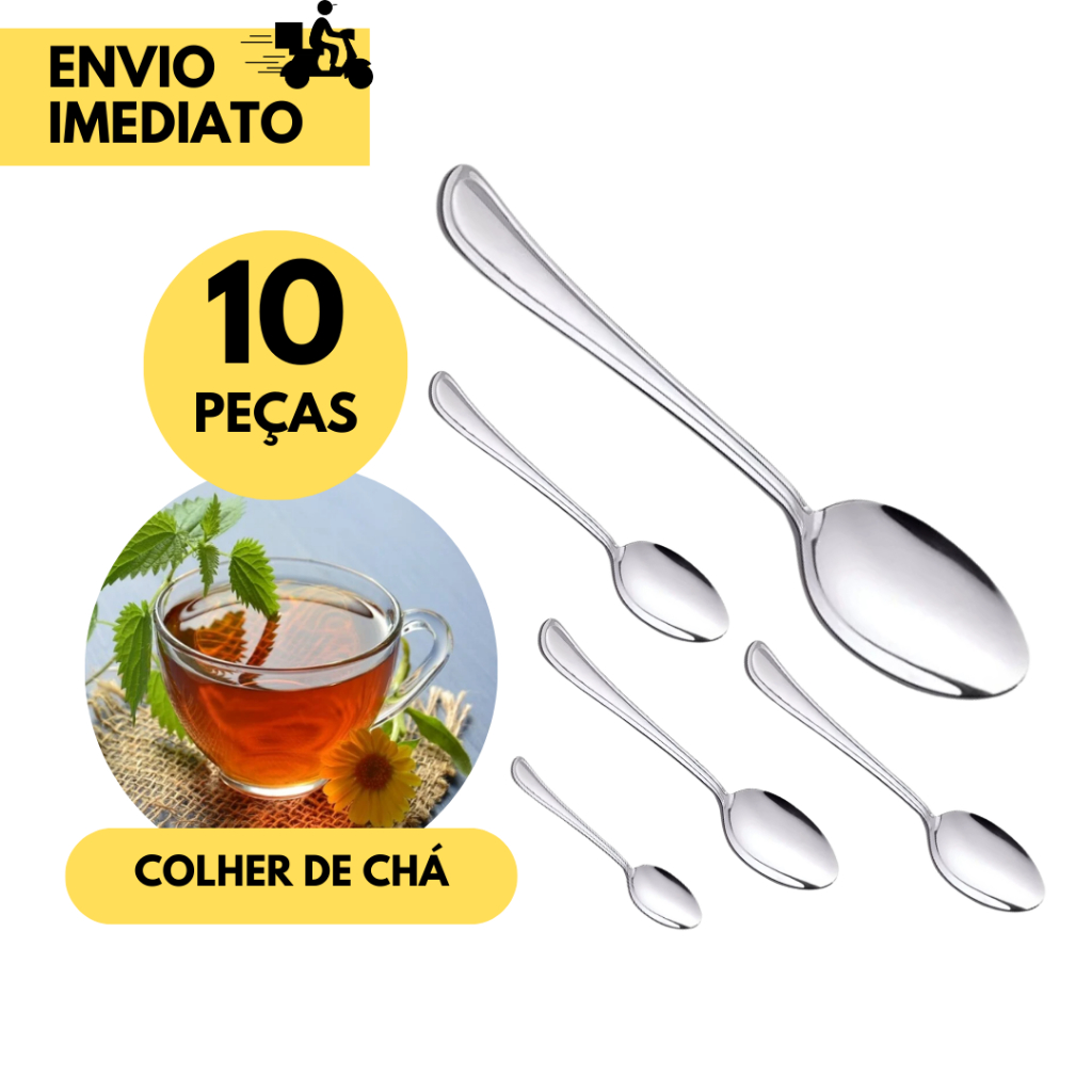 10 Colher de Chá Inox para Chás e Café da Manhã para Cozinhas Padarias ...