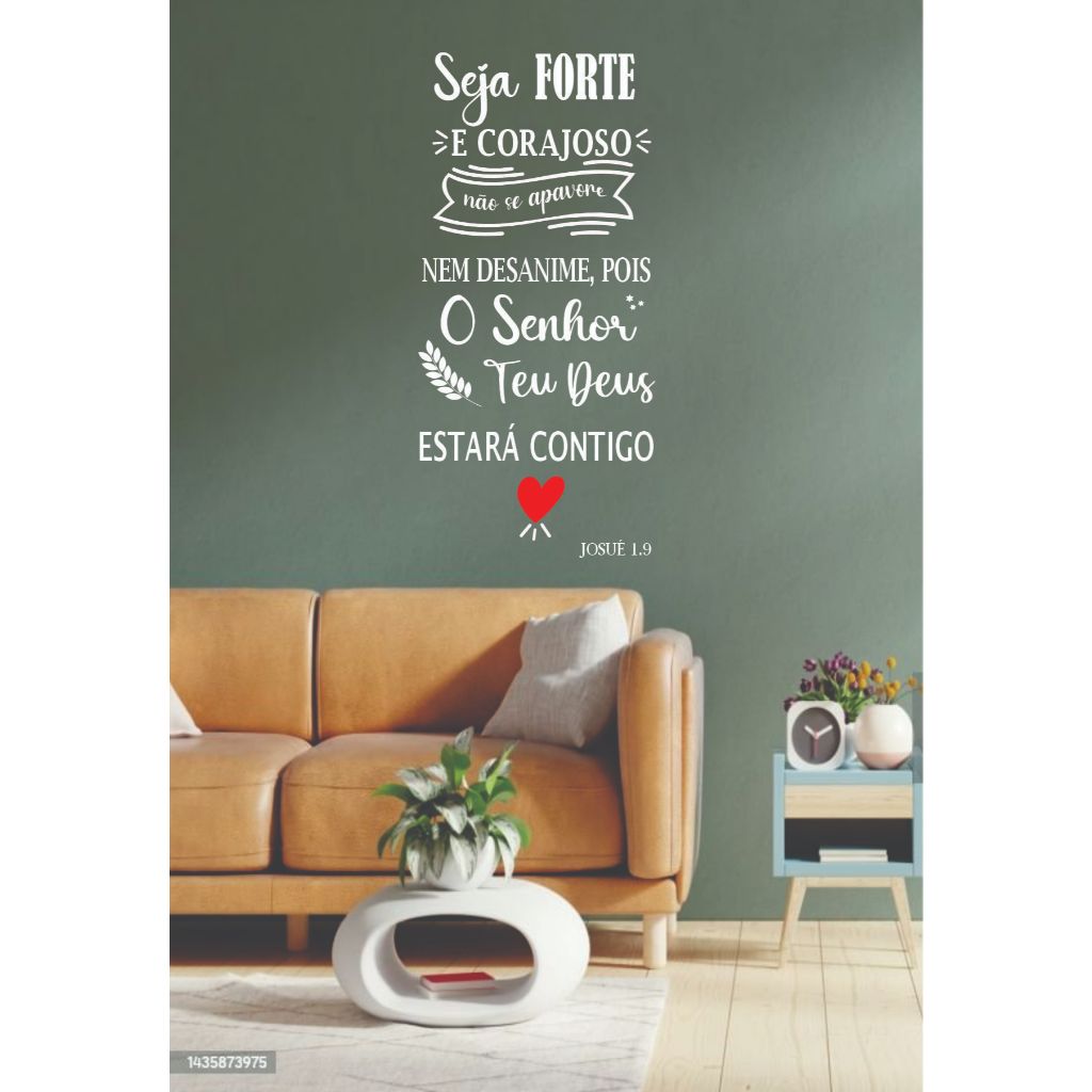 ADESIVO DE PAREDE DECORATIVO SEJA FORTE E CORAJOSO, VERSICULO BIBLICO ...