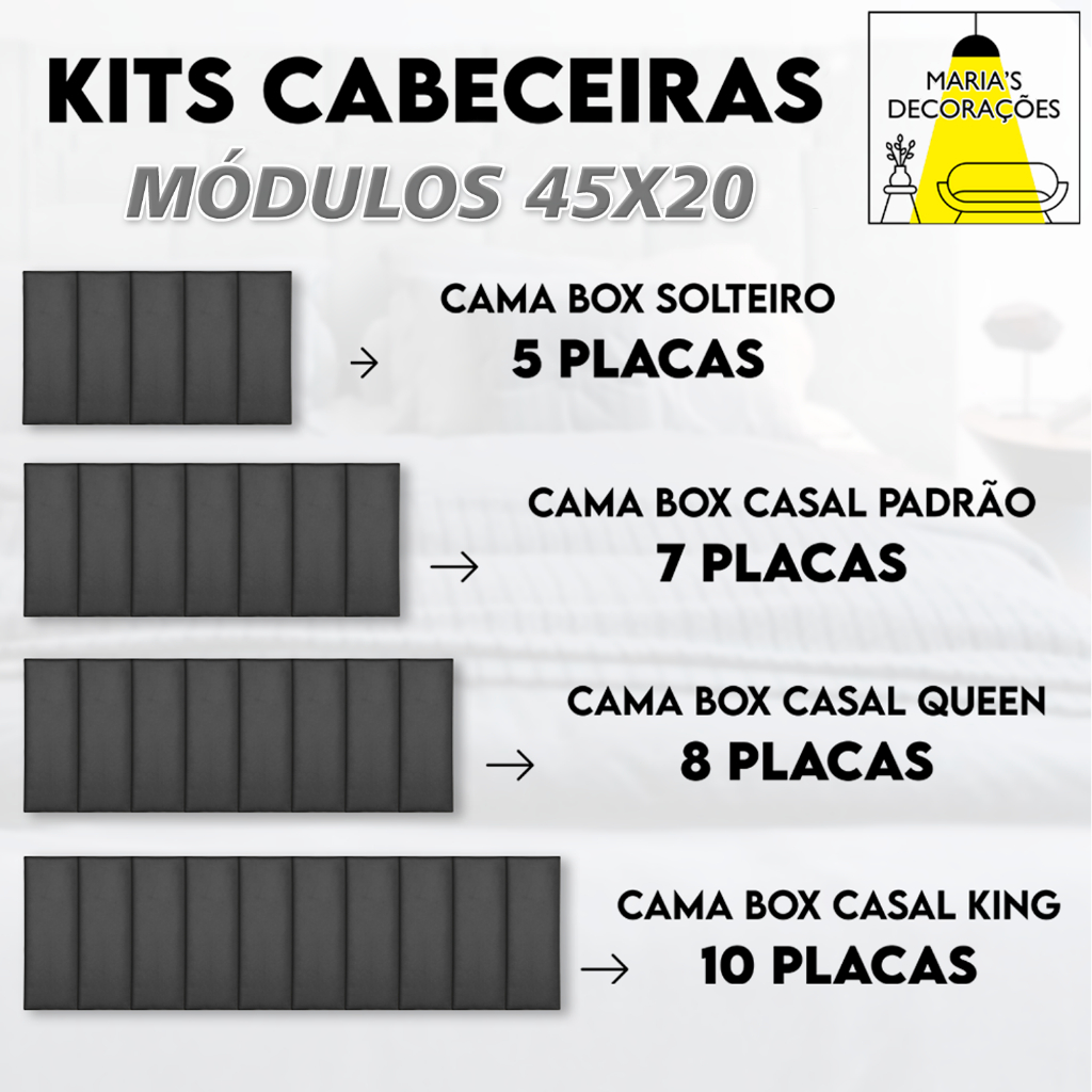 Cabeceira de Cama para Casal - Kit 7 Cabeceiras Estofada Modular Cama ...