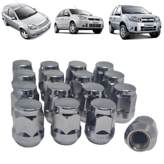 16 Porcas Maciças Cromadas Roda Ford Ecosport / Fiesta / Ka até 2011 em Oferta na Shopee