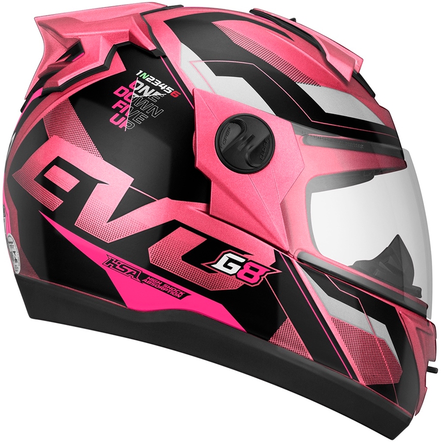 Capacete Feminino Fechado Cor de Rosa Modelo G8 Pro Tork Evolution 788 ...