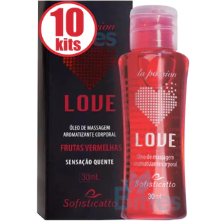 KIT 10 ÓLEO DE MASSAGEM FRUTAS VERMELHAS SOFISTICATTO LOVE 30 ML