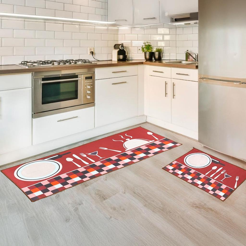 Tapete Passadeira 2 Peças Estampado Para Cozinha Antiderrapante ...