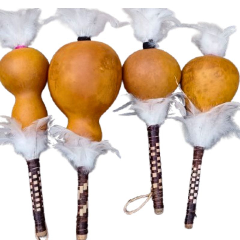 Maraca Indígena Cabaça Caboclo Pena Branca Cacique Umbanda | Shopee Brasil