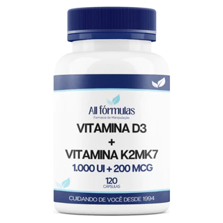 Vitamina D3 1.000 UI + Vitamina K2mK7 200 MCG - 120 Cápsulas