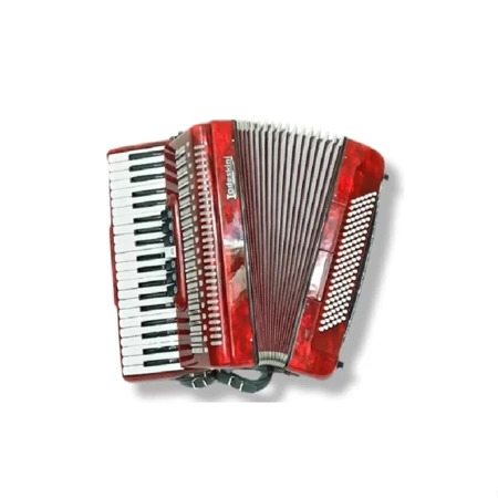 Acordeon 120 Baixos Sanfona Vermelho Brilhante Piano Chemnitzer Todeskini Profissional Manual Premium