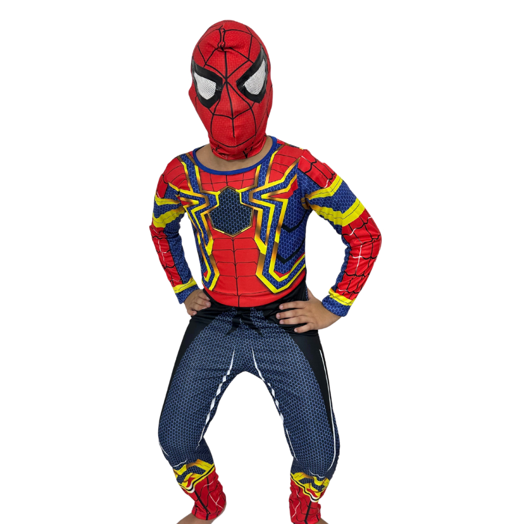 Roupa Fantasia Homem Aranha Dourado Com Mascara De Pano | Shopee Brasil
