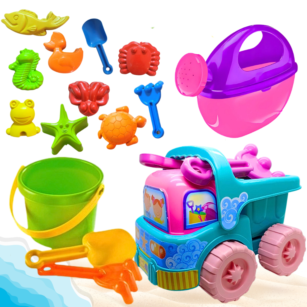 Kit de Brinquedos Praia Meninas Verão Castelinho Piscina Truck com ...