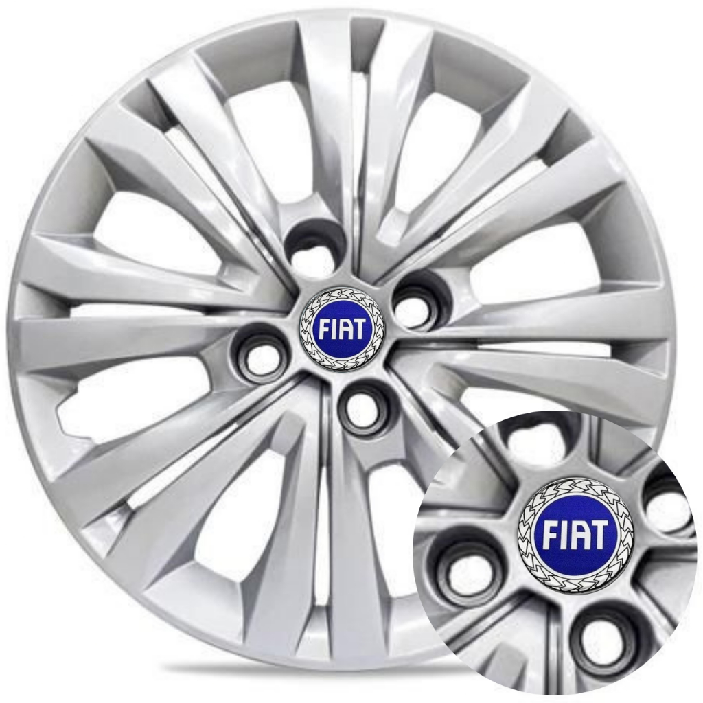 Jogo Calota Aro 14 Fiat Palio Siena Doblo C/ Emblema Azul | Shopee Brasil