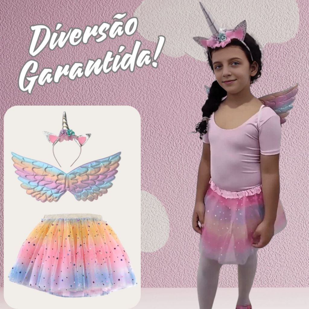 Fantasia Infantil Menina Unicornio Festa Aniversario Canarval Faz de ...