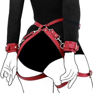 Sado com ALGEMAS de couro preto reforçado SEX e unissex + dominação e submissão KB-01