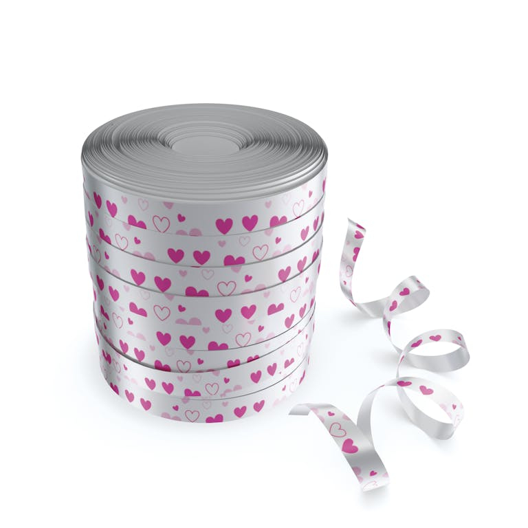 Fitilho decorado coração rosa 0.5mm X 50 metros pct. c/10 unid ...