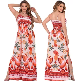 Vestido Estampa Floral Longo FeEstampadominino Alça Regulável Ótimo Caimento Elegante Soltinho em Oferta na Shopee