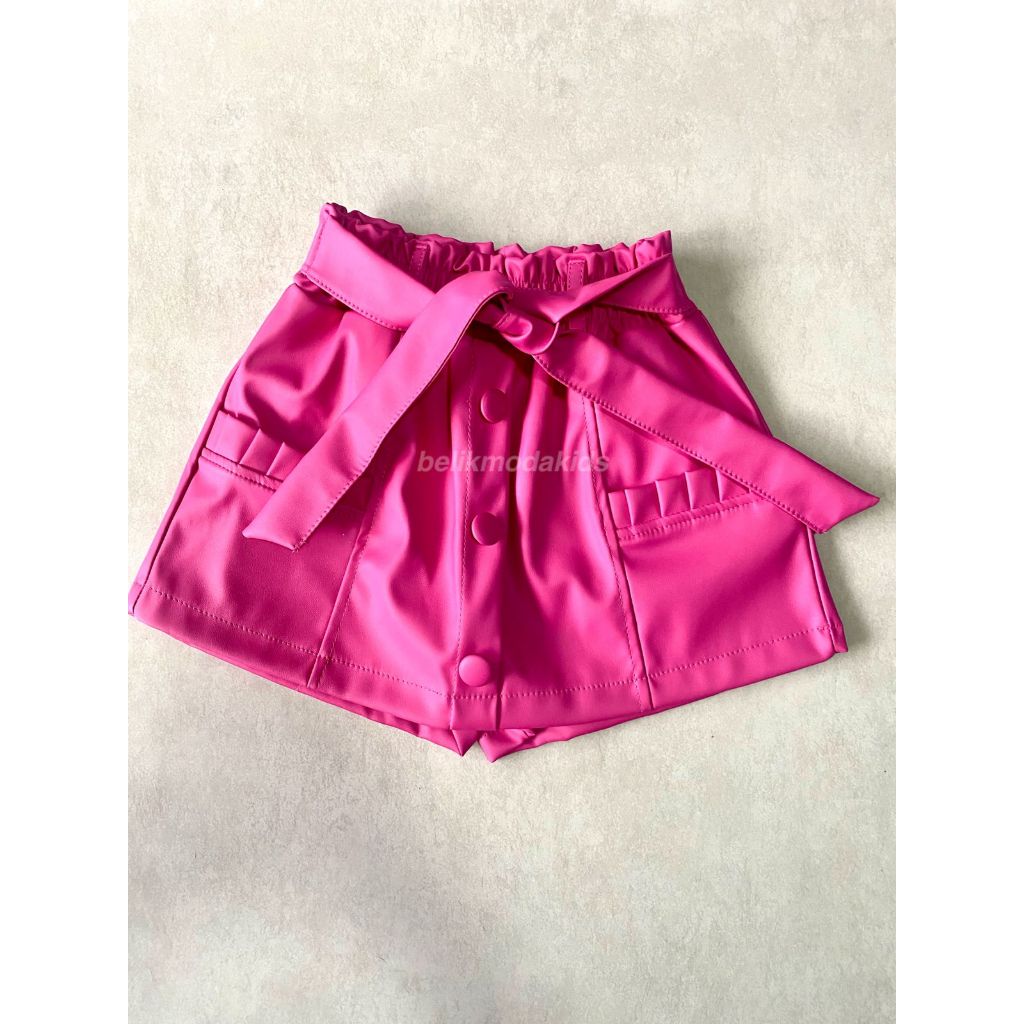 Short Saia Infantil Saia De Couro Rosa Bebe Shorts Saia Infantil