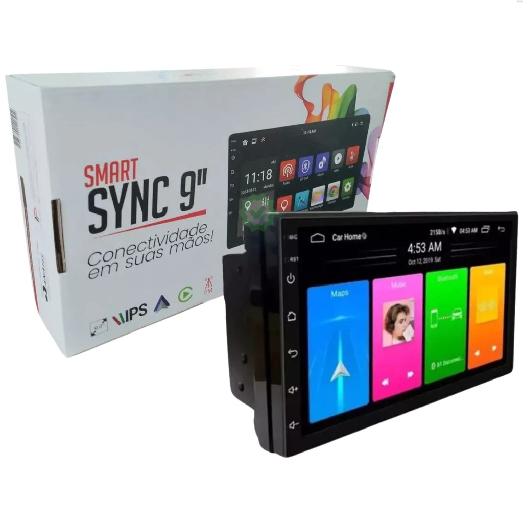 Multimídia 9” Android 12 – 2GB RAM + 32GB | CarPlay / Android Auto