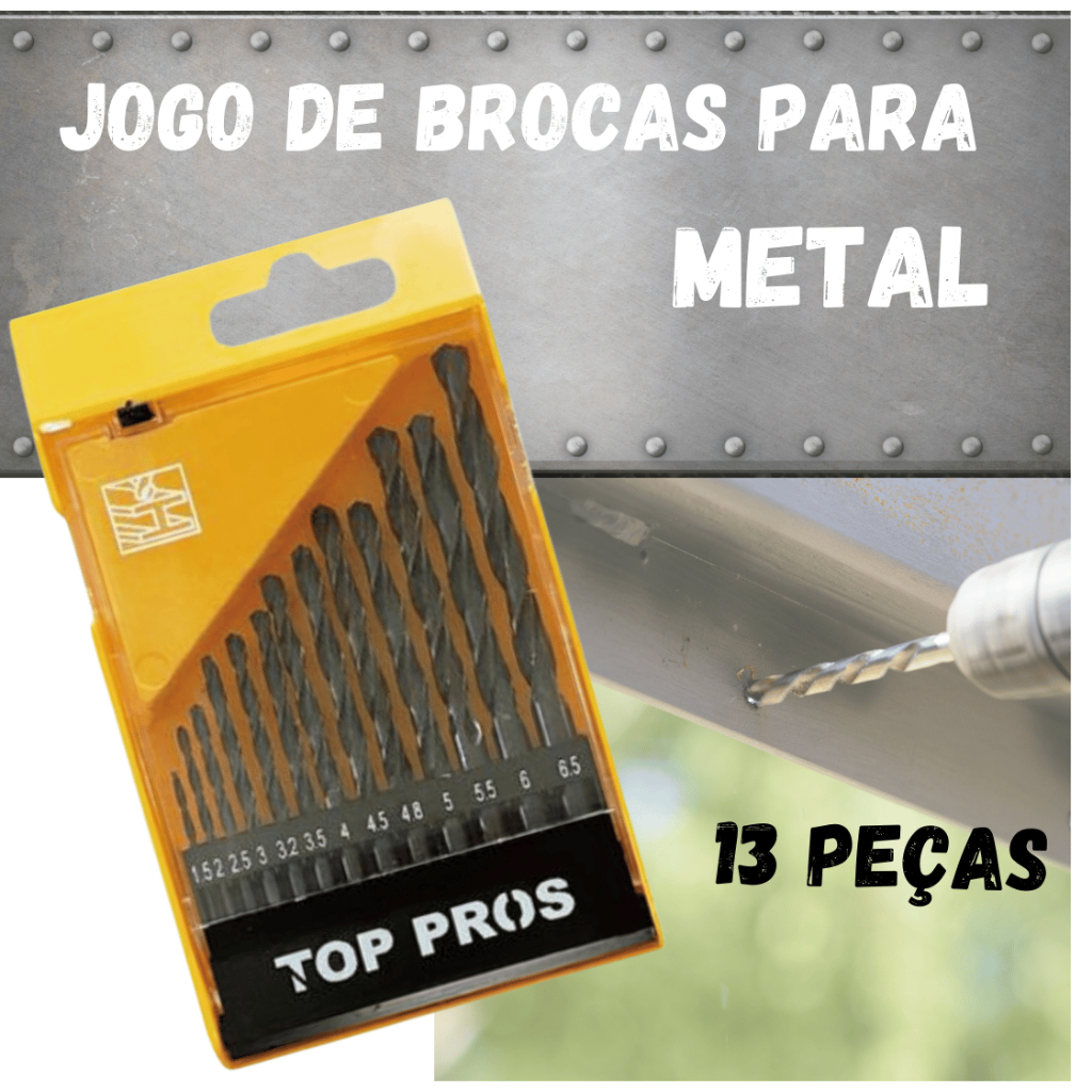 Jogo Kit de Brocas para furar Metal 13 Peças - Pontas 1.5mm ao 6.5mm ...
