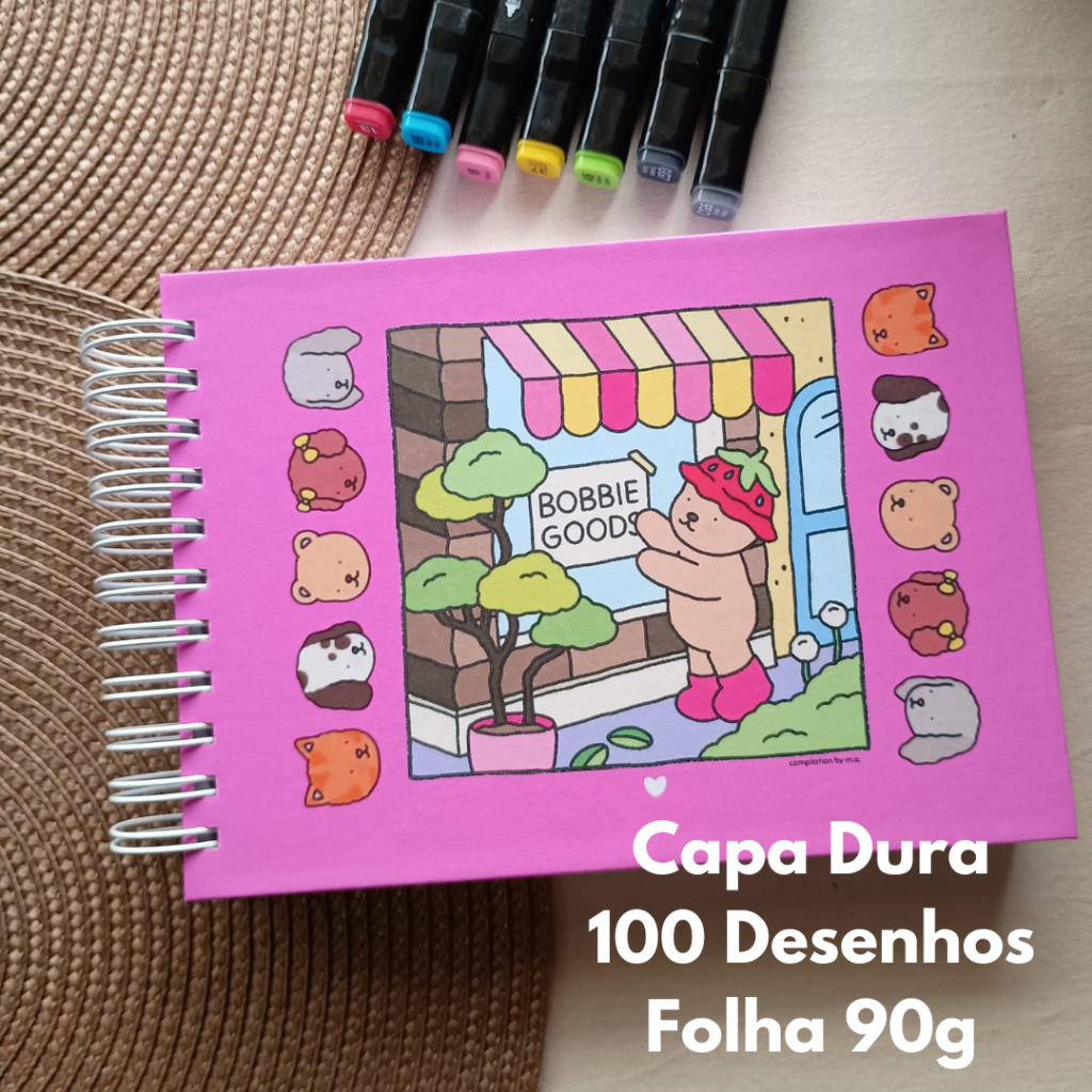 Livro de Colorir Capa dura BOBBIE GOODS 100 Páginas / 100 Desenhos ...