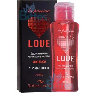ÓLEO DE MASSAGEM MORANGO SOFISTICATTO COSMÉTICOS LOVE 30 ML