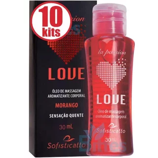 KIT 10 ÓLEO DE MASSAGEM MORANGO SOFISTICATTO COSMÉTICOS LOVE