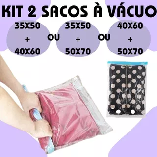 Kit 2 Sacos À Vácuo Com Zíper 35x50 40x60 50x70 Viagens Bagagem Roupas Organização em Oferta na Shopee