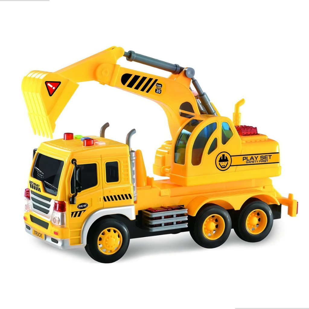 Brinquedo Caminhão Truck Escavadeira Com Luz E Som Fricção Infantil ...