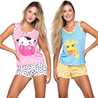 Kit 2 Pijama Adulto Baby Doll Regata Short Doll Feminino Roupa de Dormir Verão Manga Curta em Oferta na Shopee
