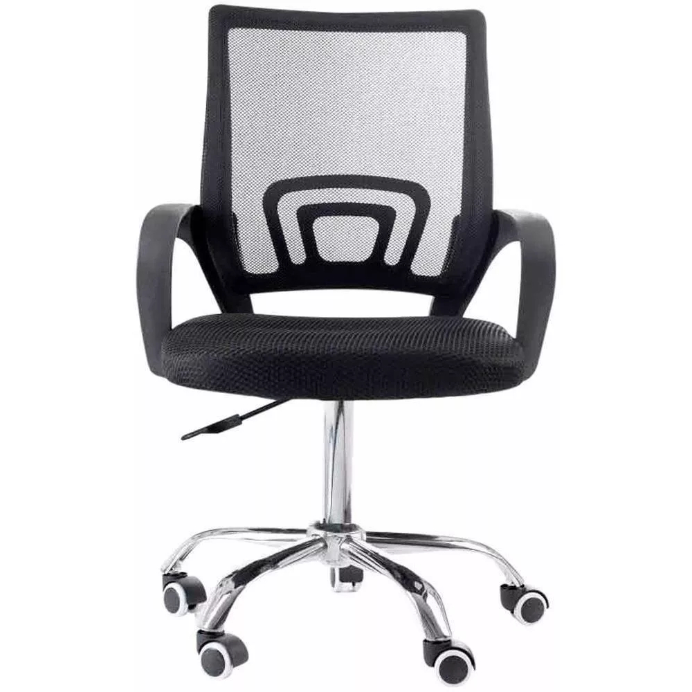 Cadeira De Escritório Home Office Ergonômica Preta Com Estofado De Mesh ...