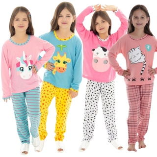 Pijama Infantil Manga Longa Feminino Estampa Sortida  Inverno Personagem Quente Inverno Confortável em Oferta na Shopee