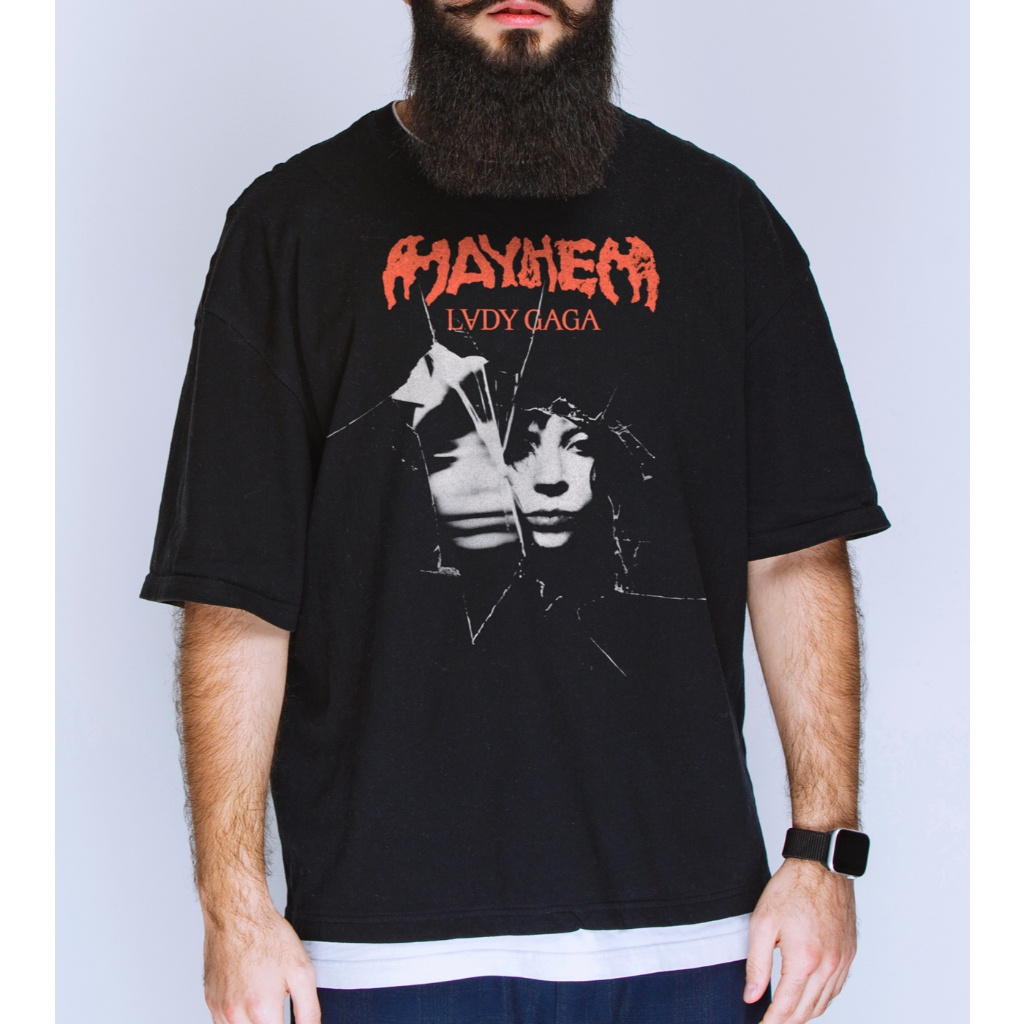 Camiseta Lady Gaga Mayhem Glass Oversized 2025 LG7 100% Algodão