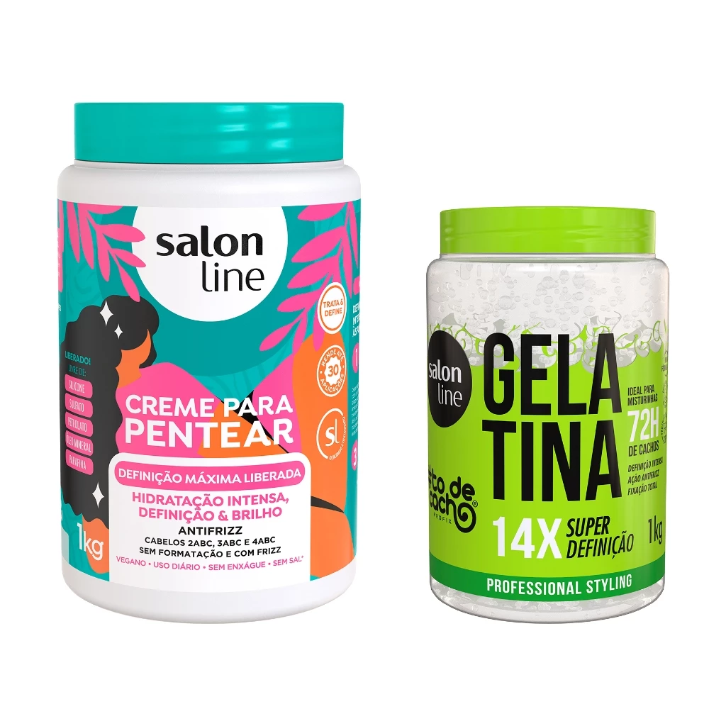 Kit Creme Definição Máxima + Gelatina Super Definição 1kg Salon Line