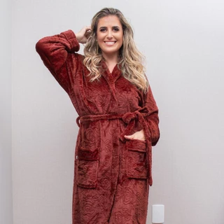 Roupão de Banho Flannel Lady Appel  Microfibra Adulto Feminino Toque Aveludado Extra Maciez 260g/m²