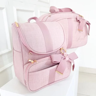 KIT BOLSA MATERNIDADE DE LUXO BORDADO - TEMA: BAILARINA (2 PEÇAS) PERSONALIZAMOS