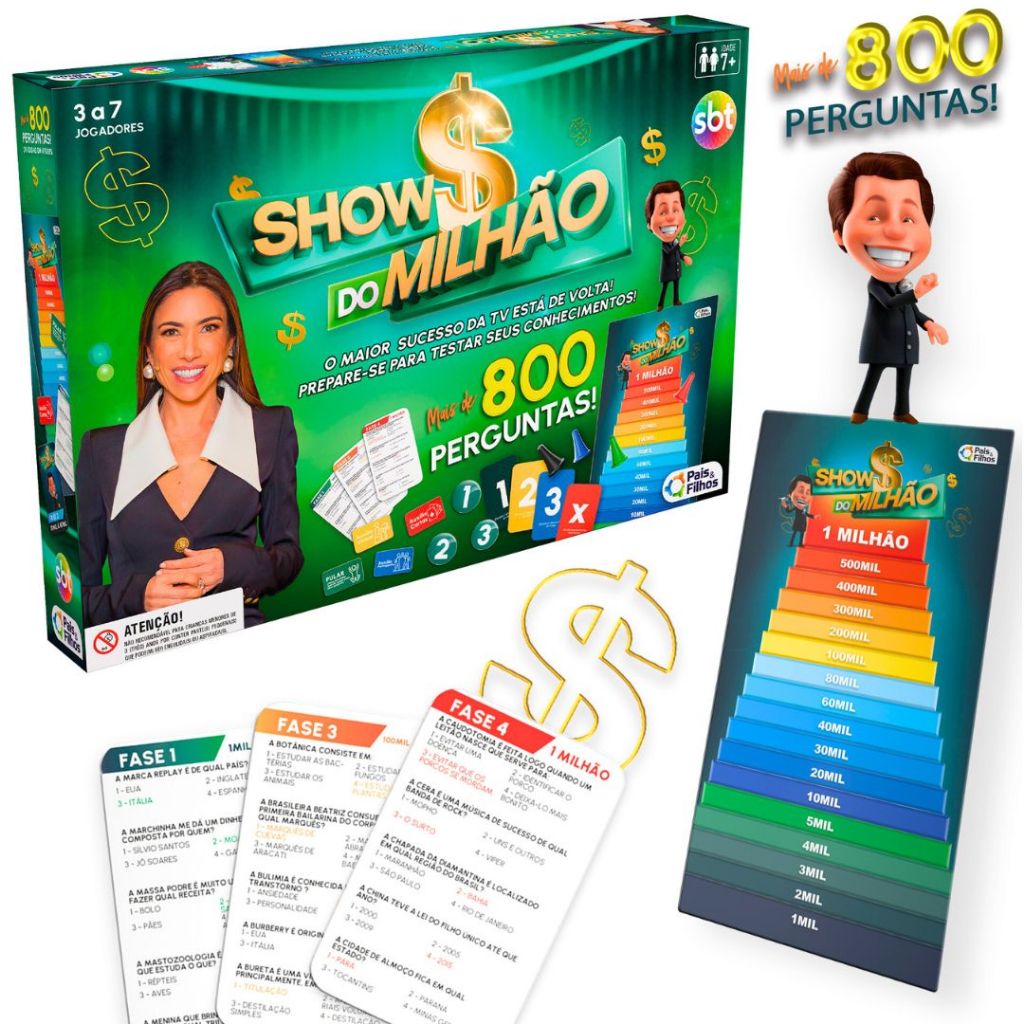 Jogo Show Do Milhão Lançamento Jogo De Cartas Perguntas E Respostas ...