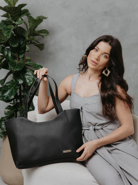 Bolsa feminina de ombro Santorini Handbag, bolsa grande estilo sacola, espaçosa.