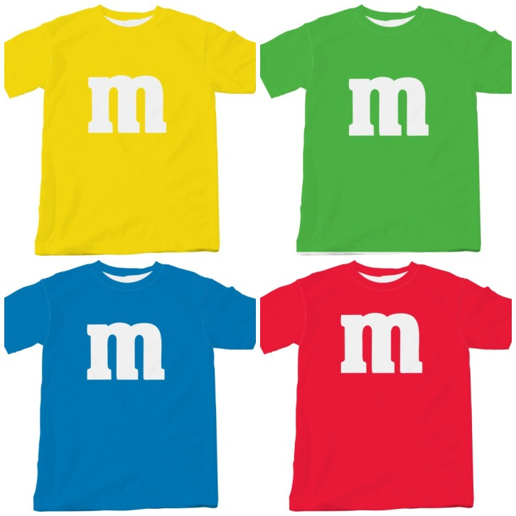 Camiseta Fantasia Engraçada M&M letra m - Adulto e Look - Carnaval