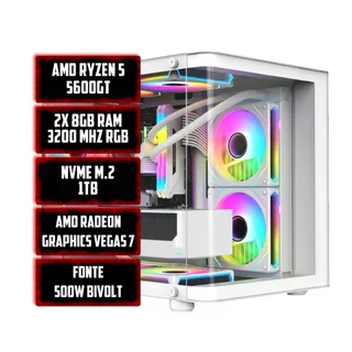 PC GAMER Ryzen 5 5600GT, 16GB 3200Mhz RGB, SSD M.2 1 TB, Placa Vídeo Vegas 7 Núcleos