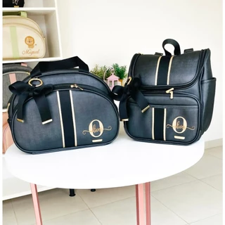 KIT BOLSA MATERNIDADE DE LUXO BORDADO - TEMA: PERSONALIZADO (2 PEÇAS) PERSONALIZAMOS