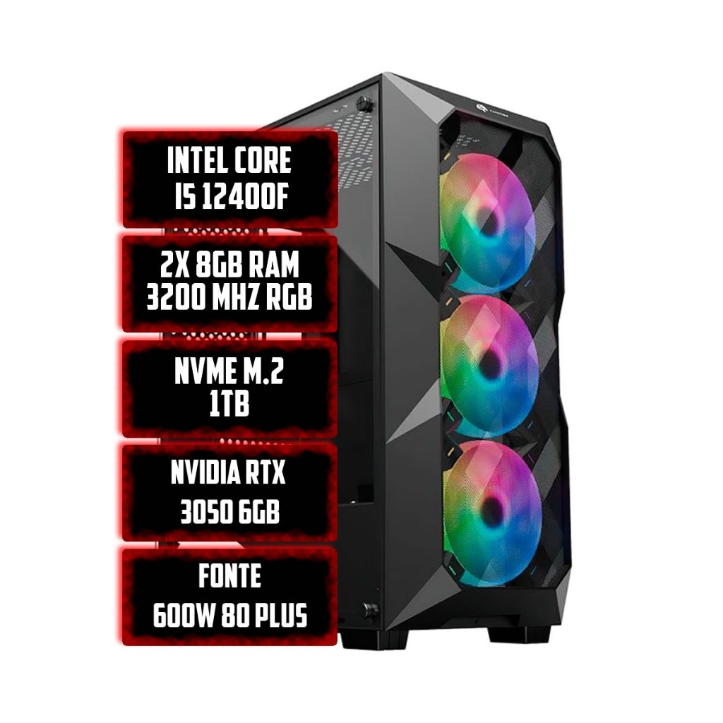 PC Gamer Completo, Intel Core I5 12400F, 16GB DDR4 3200MHz,1TB