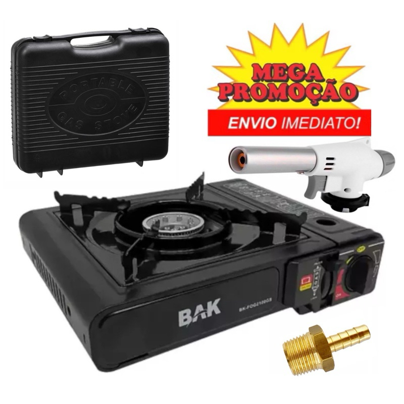 Fogareiro Fogão Portátil Flex C/ Maleta Maçarico Adaptador Camping ...