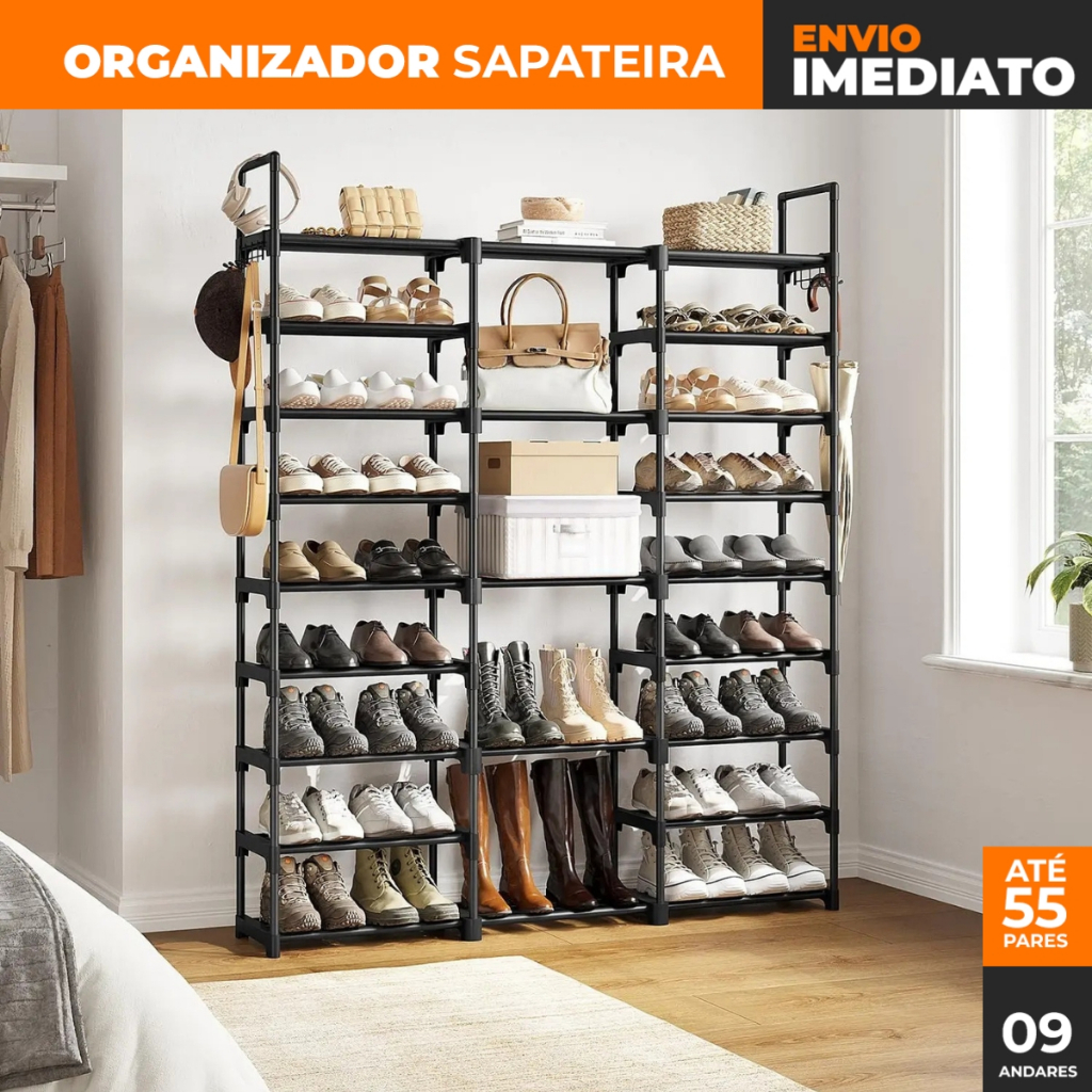 Sapateira Grande Organizadora 55 Pares Estante Multifuncional Sala ...