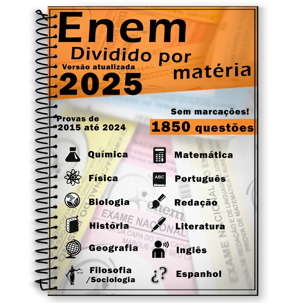 Enem 2025 provas divididas por matéria 2015 até 2024 | Shopee Brasil