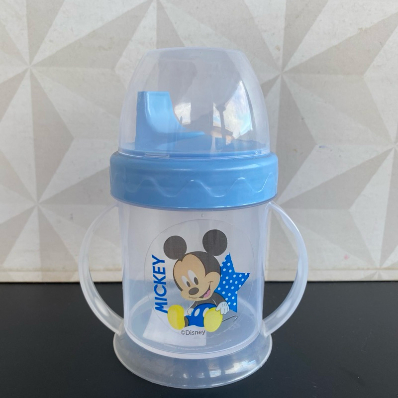 Copo infantil de plástico azul Mickey para bebê com bico 200ml ...