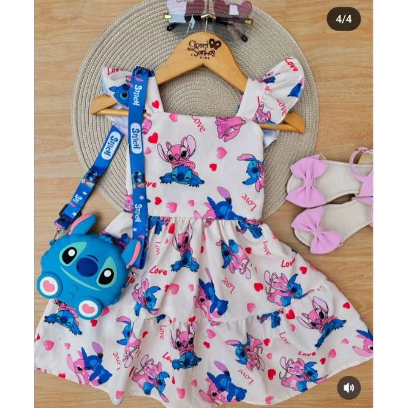 Vestido infantil menina stitch